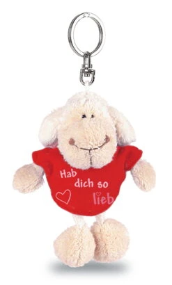 Nici 31559 Schlüsselanhänger Schaf Weiß T-Shirt Rot "Hab Dich So Lieb" Ca 10cm