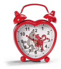 Nici 32455 Mini-Herzwecker Alarm Clock Love Cats Katzen Grau Und Rot