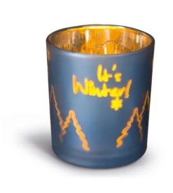 Nici 40942 Kerzenglas Teelichthalter Schneekatzen It´s Winter 7x8cm Dunkelblau