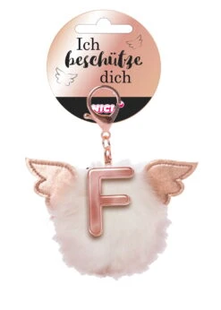 Nici 46975 Taschenanhänger Schutzbommel Mit Flügeln + Pompon Metallbuchstabe F